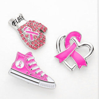 Three Piece Pink Ribbon Sneaker Glove Brooch Set