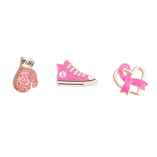 Three Piece Pink Ribbon Sneaker Glove Brooch Set