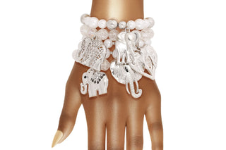Mixed Silver Bead Elephant Bracelets