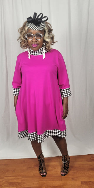 Magenta Houndstooth Dress