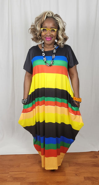 Multi Color Block Maxi Dress