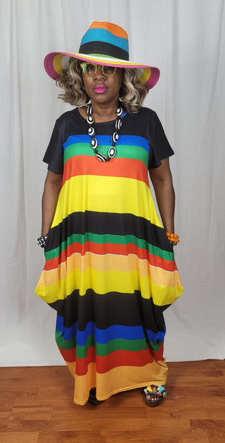 Multi Color Block Maxi Dress