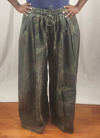 Camouflage Denim Wide Leg Pants