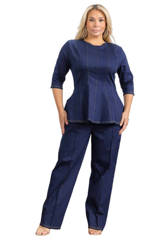 Two Piece Denim Pant Set