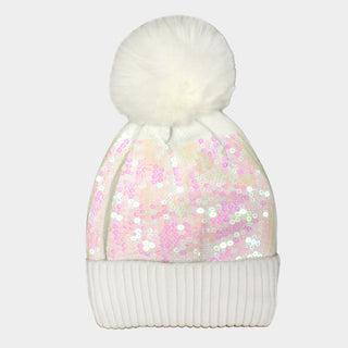 AB Sequin Pom Pom Hat