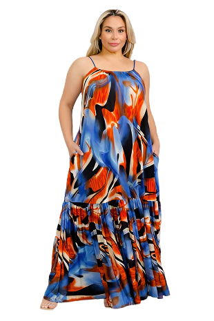 Blue Tidal Wave Maxi Dress
