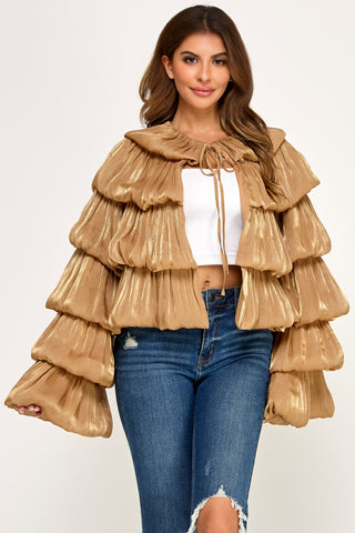 Tan Sheer Tiered Bolero