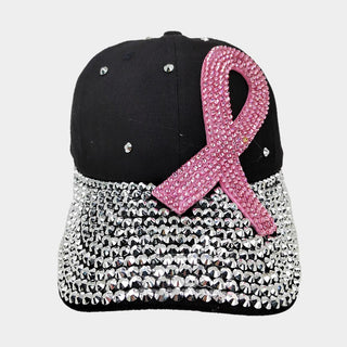 Black Bling Studded Ribbon Baseball Cap