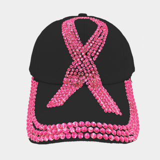 Black Bling Ribbon Baseball Cap