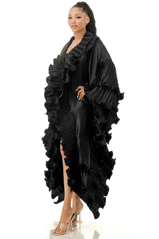 Black Ruffle Open Cardigan