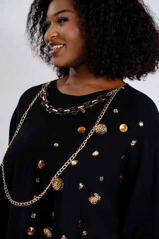 Black Be Dazzled Poncho Sweater