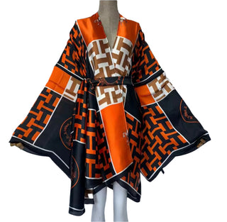 Black & Orange Design Print Kimono