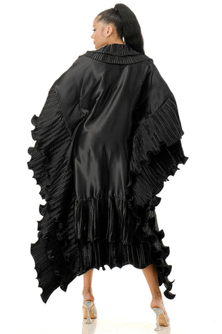 Black Ruffle Open Cardigan