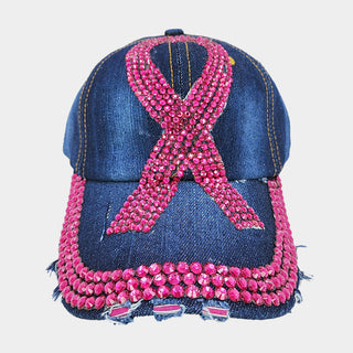 Denim Bling Ribbon Baseball Cap