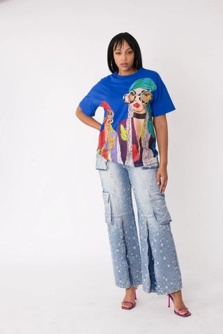 Royal Blue Graphic Tee Shirt
