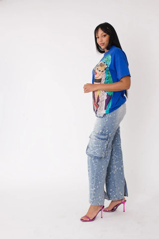 Royal Blue Graphic Tee Shirt