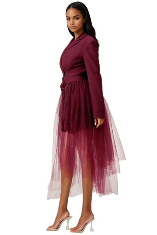 Burgandy Tulle Blazer