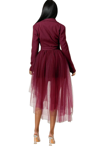 Burgandy Tulle Blazer