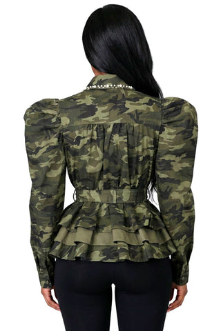 Camouflage Pearl & Rhinestone Jacket
