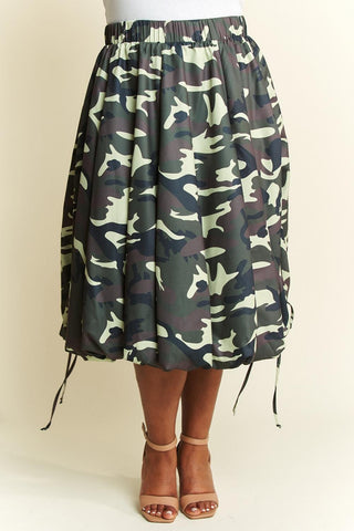 Camouflage Balloon Drawstring Skirt