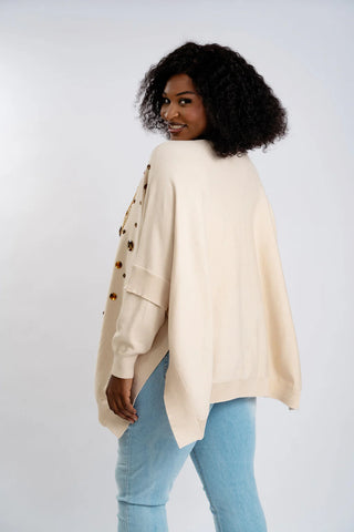 Cream Be Dazzled Poncho Sweater