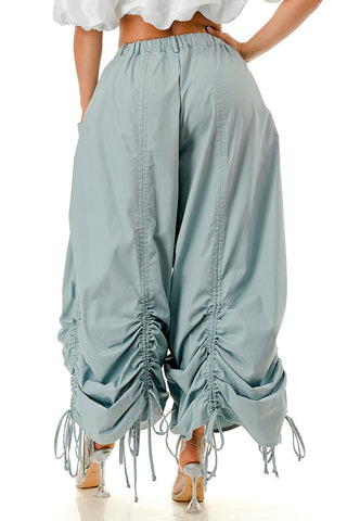 Light Blue Denim Drawstring Cargo Pants