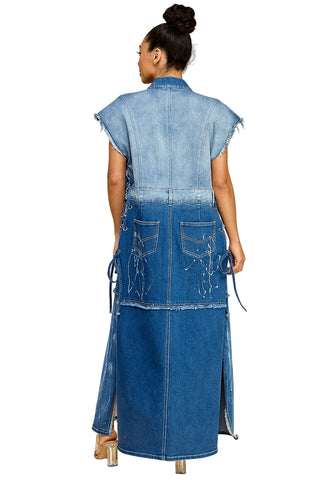 Splatter & Sparkle Denim Vest Duster