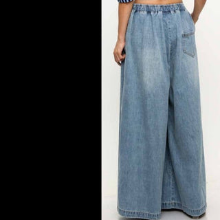 Blue Denim Wide Leg Pants