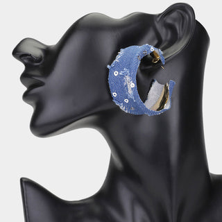 Denim Hoop Earrings