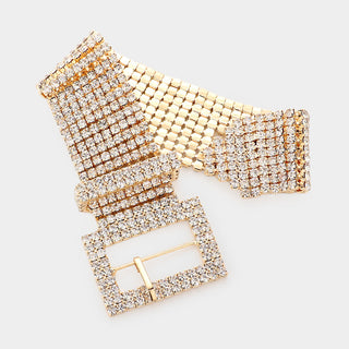 Gold Rhinestone Belt Buckle Bracelet