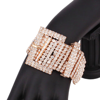 Gold Rhinestone Belt Buckle Bracelet