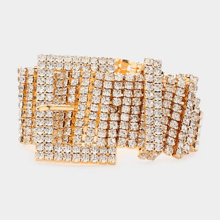Gold Rhinestone Belt Buckle Bracelet