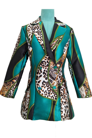 Green Leopard Blazer