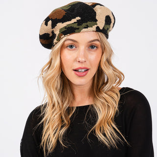 Camoufage Knit Beret Hat