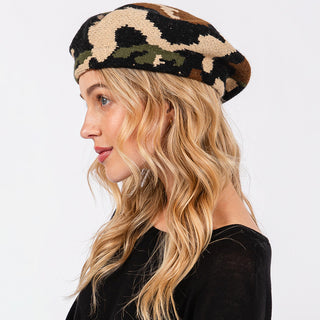 Camoufage Knit Beret Hat