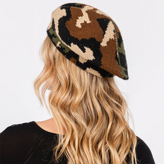 Camoufage Knit Beret Hat