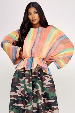 Rainbow Accordion Pleated Shirt