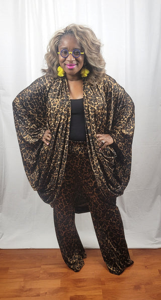 Leopard Kimono Duster Pant Set