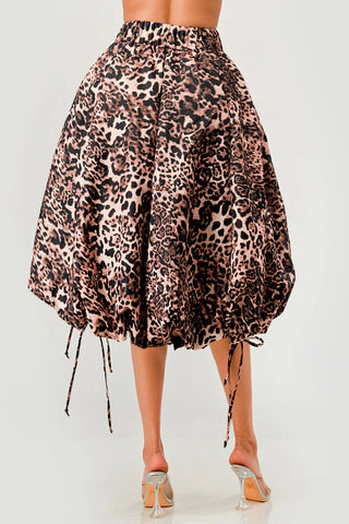 Leopard Balloon Drawstring Skirt