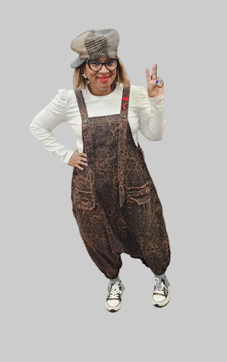 Brown Leopard Overalls
