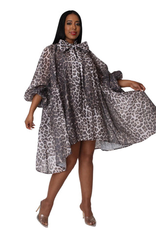Leopard Bow Tie Dress
