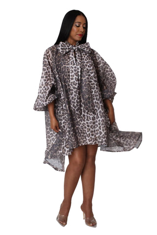 Leopard Bow Tie Dress