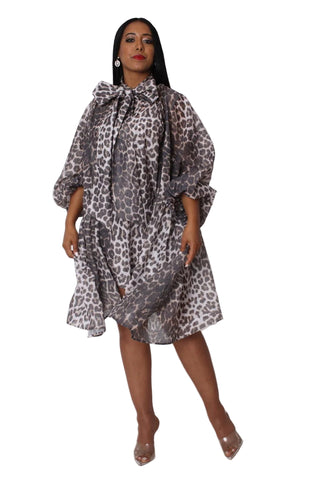 Leopard Bow Tie Dress