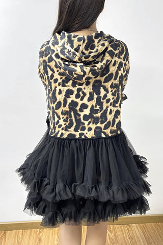 Hoodie Leopard Tulle Top/Dress