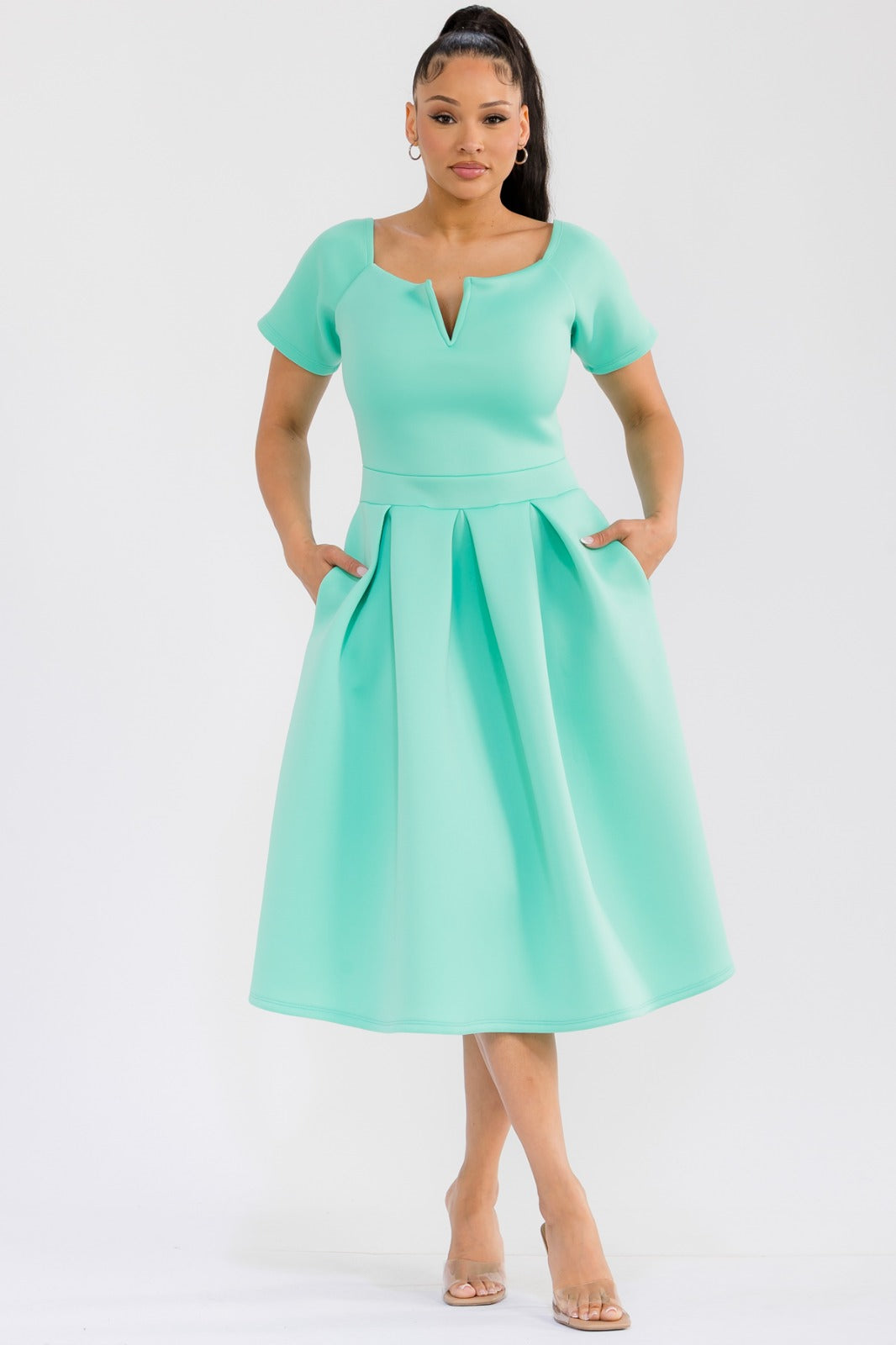 mint green scuba dress ASOS Design - Dropped Waist Maxi Dress - Women - Polyester/Spandex - 12 US