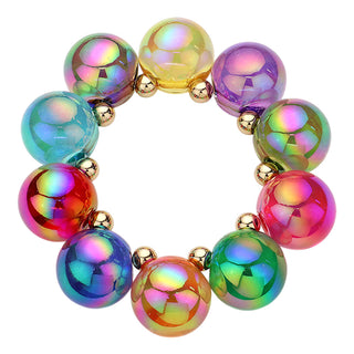 Multicolor Chunky Iridescent Ball Beaded Bracelet