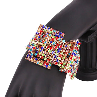 Multicolor Rhinestone Belt Buckle Bracelet