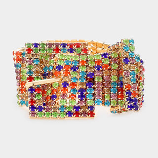 Multicolor Rhinestone Belt Buckle Bracelet