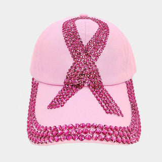 Pink Bling Ribbon Baseball Cap