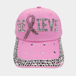 Pink Believe Bling Baseball Cap